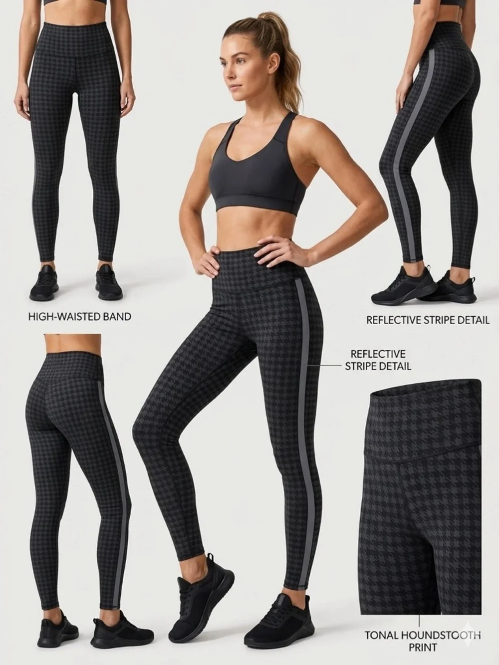 Alo Yoga Houndstooth High-Waist Leggings Black Gray XS
